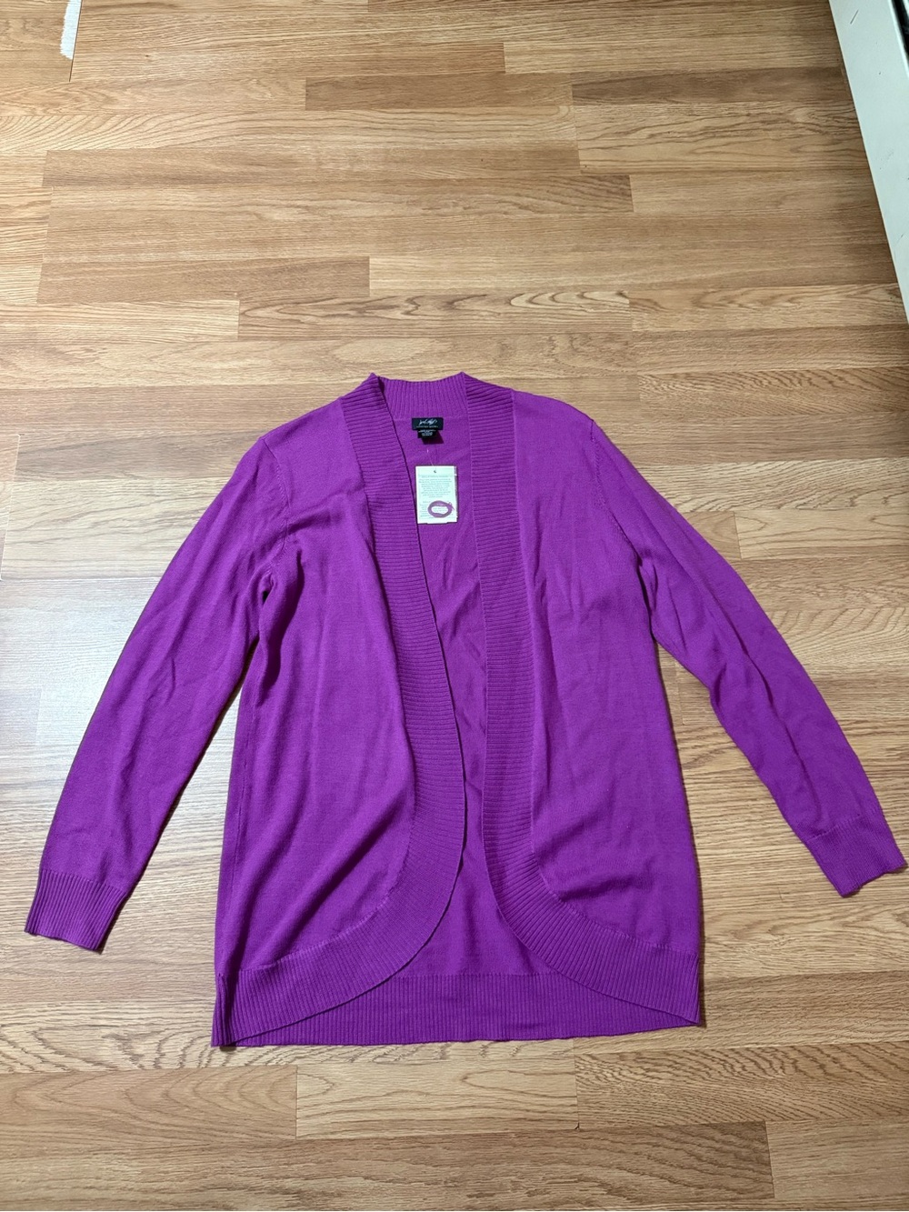 Lord and Taylor extra fine merino Open-Front Cardigan L NWT